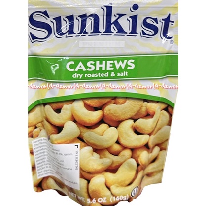 Sunkist Cashews 160gr Dry Roasted &amp; Salt Sun Kist Cashew Kacang Mete Panggang Kering Panggang Asin Sunkis Nuts Peanuts Mede Dray Roast