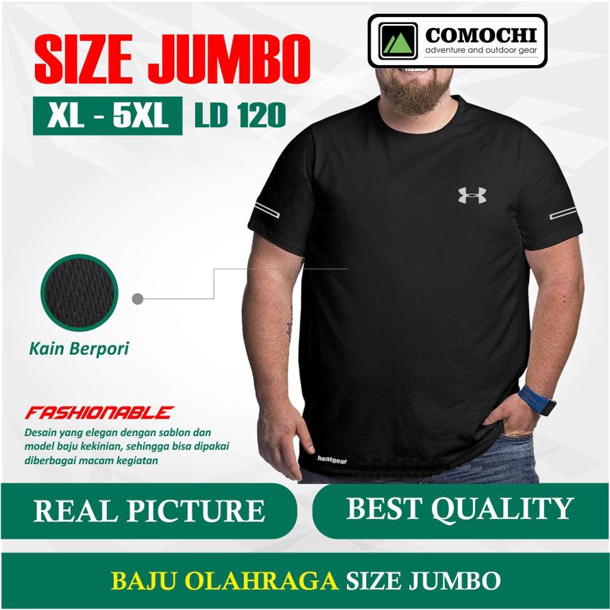 Baju Kaos Olahraga Pria Dewasa Ukuran XXL Double Triple XL JUMBO 5XL Maximal 130kg Lingkar Dada LD 1