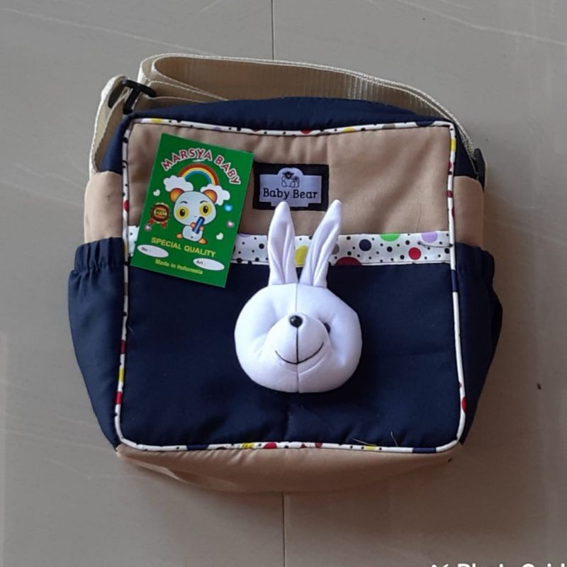 tas perlengkapan bayi boneka kelinci polka