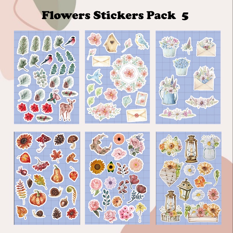 [PART 5] Flowers Stickers, stiker bunga aesthetic estetik stiker jurnal