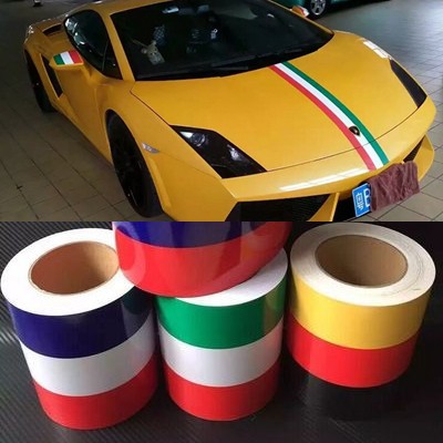 Tempelan Stiker Garis Warna Bendera German Itali Perancis Modifikasi Mobil Praktis