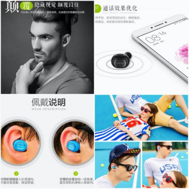 Earphone Bluetooth Ultra Mini dengan Mic - Black (OMSK79BK)