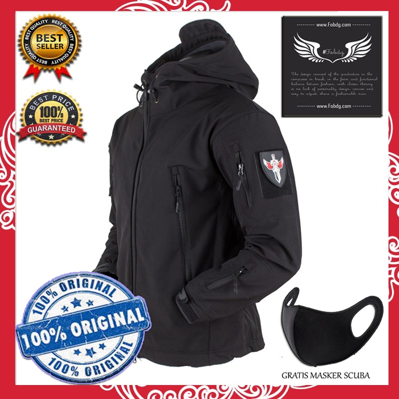 Jaket Bravo Indonesia Import Pak Jokowi Warna Hitam Tactical Water Proof Bahan Sharkskin