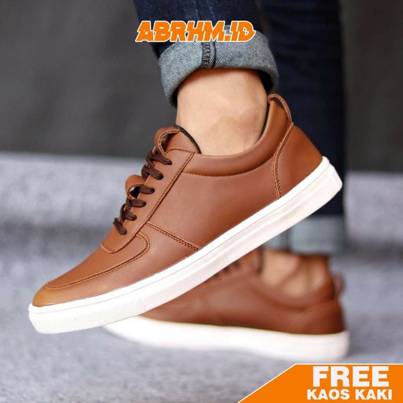 ABRHM x ASBO Sepatu Casual Sepatu Sneakers Jalan Polos Ori Pria Cowok Men Kulit Pu Sepatu Kasual Kerja Kuliah Gaya Santai Keren Kekinian Original Murah Terlaris