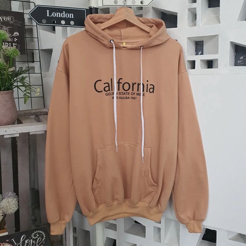 Hoodie California XXL Atasan Unisex Motif California Gaya Trendy