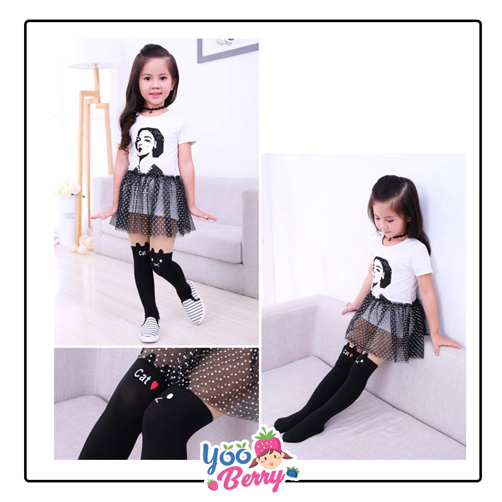 YooBerry Kids Pantyhose Stocking Legging Anak Perempuan Black Cat Berry Mart