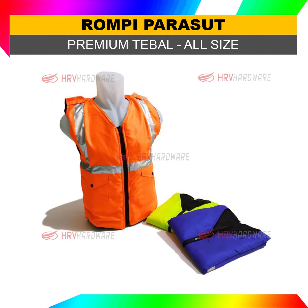 Rompi Parasut Biru-Orange-Hijau-Touring Parkir Security