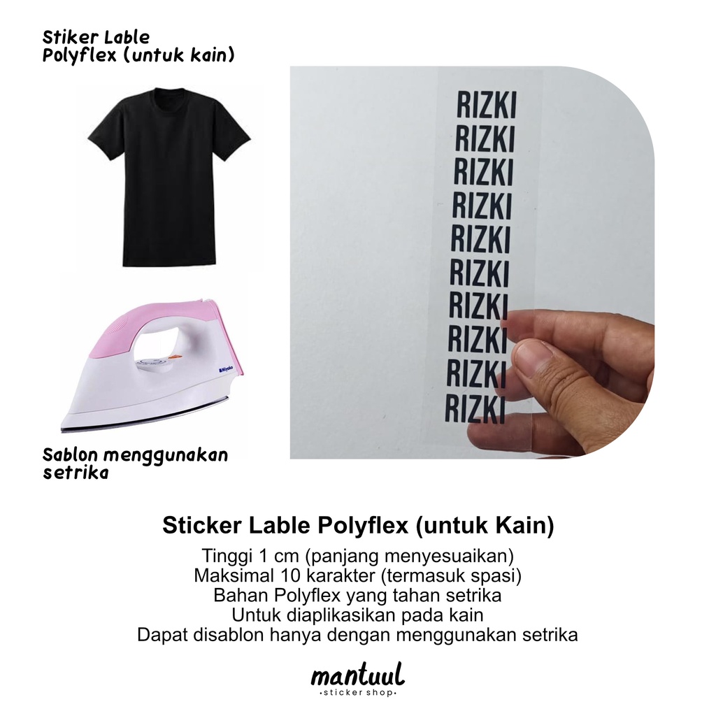 

Stiker Label Baju Polyflex - Stiker Label Nama Bahan Sablon Polyflex untuk Kain