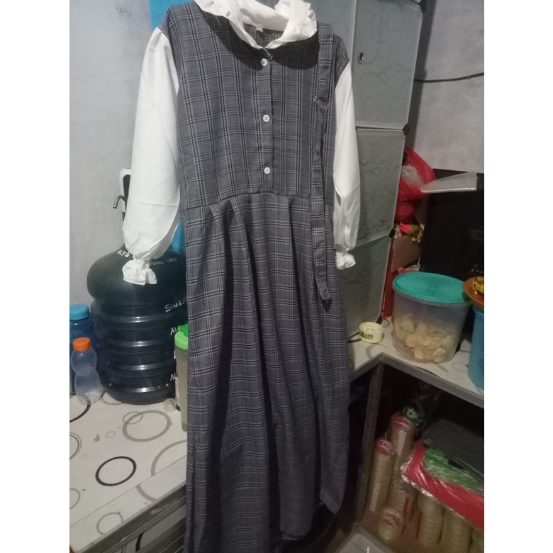 Baju Gamis Wanita Remaja Murah NB /XL Letsmuslimah Cewek Muslim Hijab Syari Muslimah 2022 Terbaru Lt-AREUM - ABU