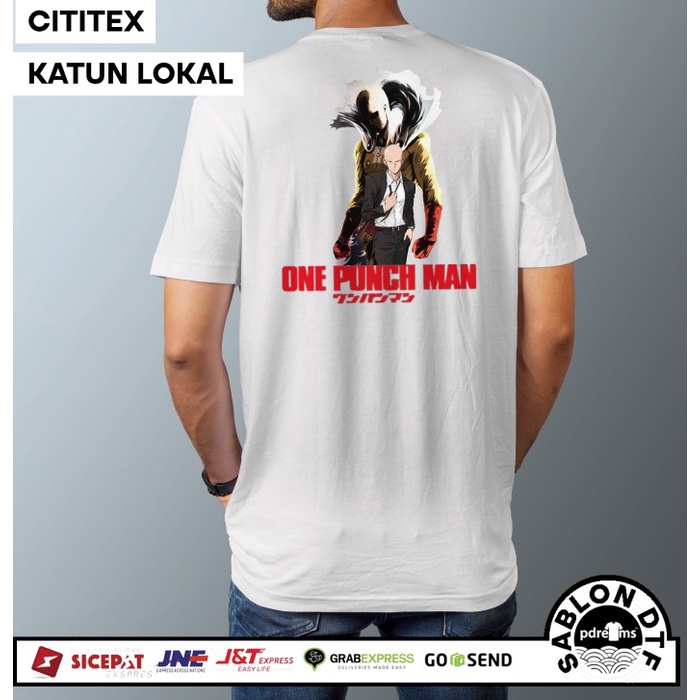 KAOS POLOS SABLON ANIMASI ONE PUNCH MAN (BAHAN KAOS CITITEX) - S-XL