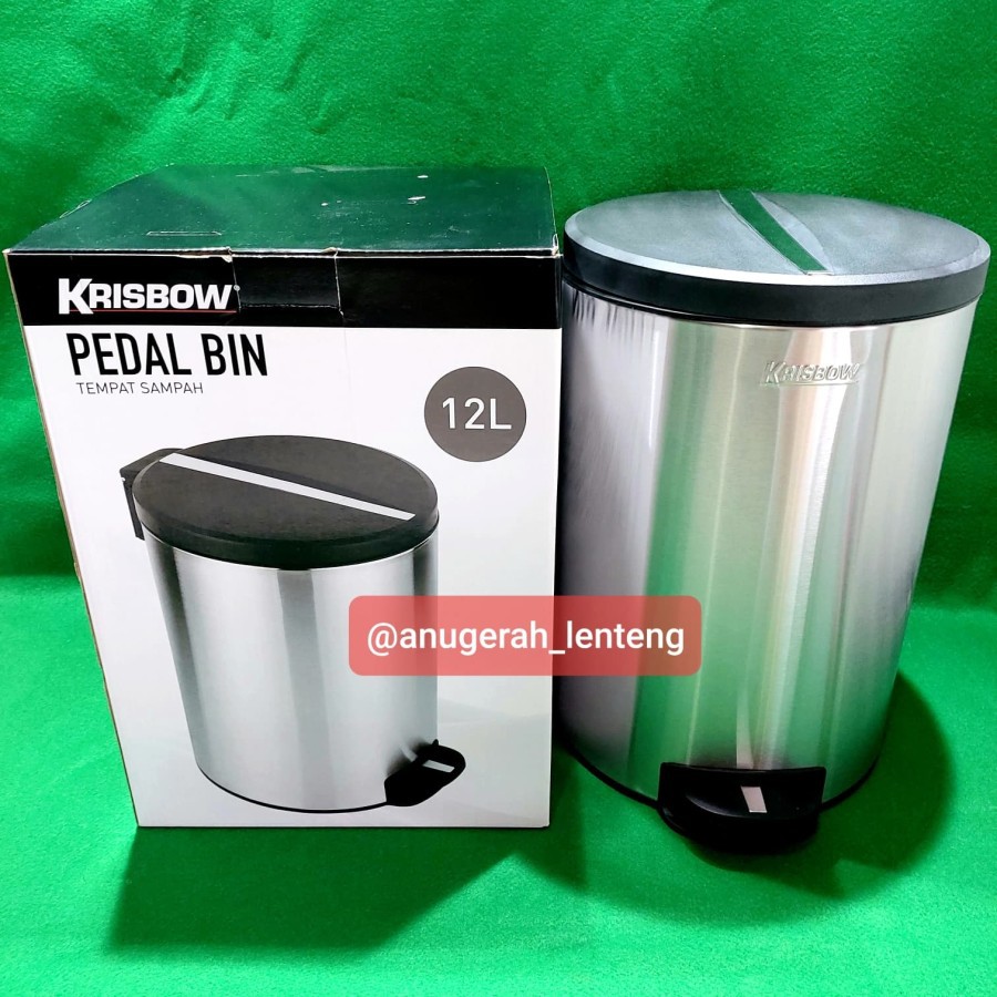 Tong Sampah Injak Stainless Pedal Bin Tempat Sampah Krisbow 12 Liter