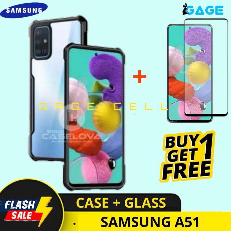 FREE ✅ TEMPERED GLASS FULL SAMSUNG GALAXY A51 - CASE HARDCASE SOFTCASE FUZE ARMOR SAMSUNG A51 CASING