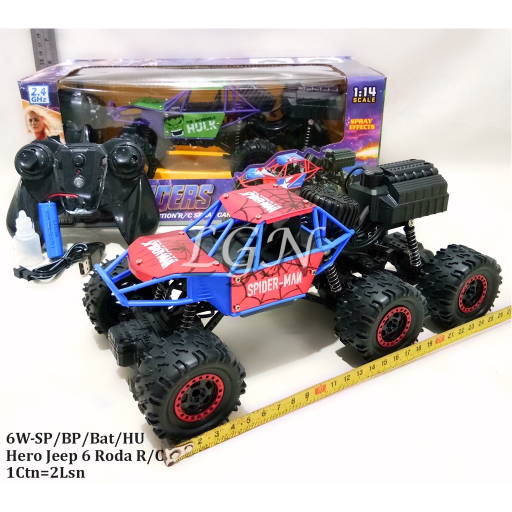 RC rock crawler superhero 2.4ghz  roda 6 Bisa keluar asap 6w-sp