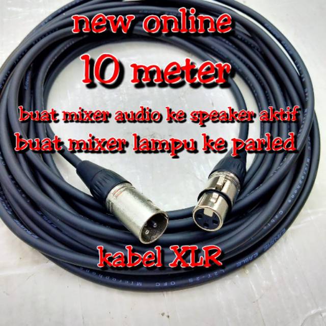 Kabel parled /mic XLR female 3 pin to male 3 pin 10Meter