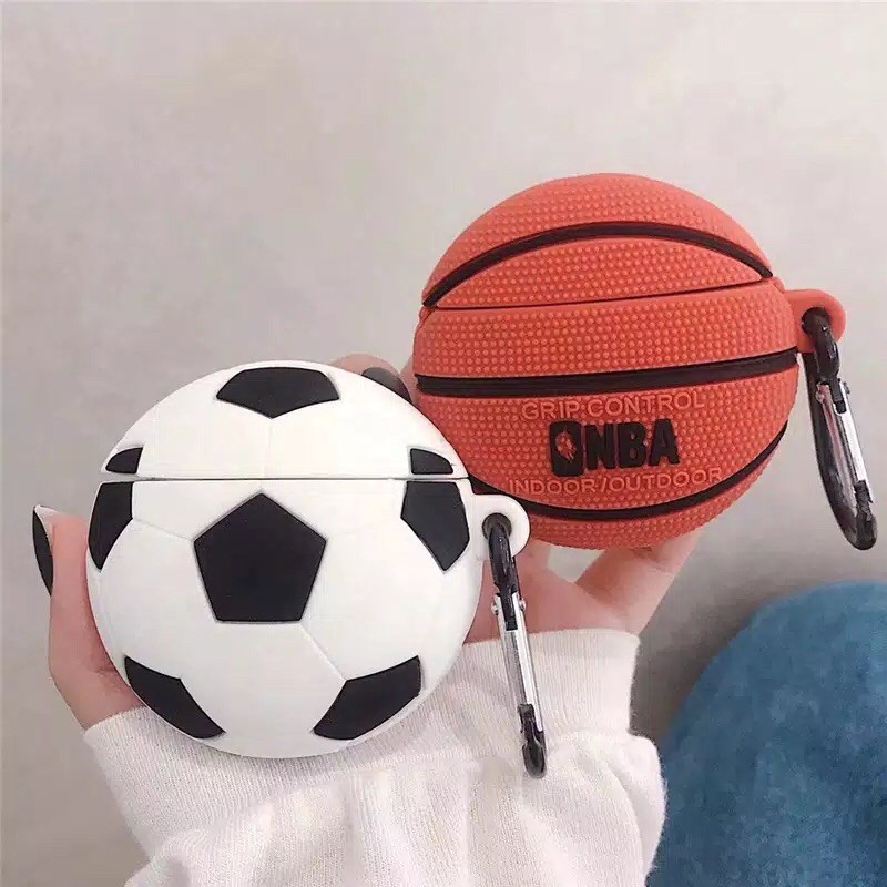 airpod case bola basket nba sepak bola oranye putih hobi