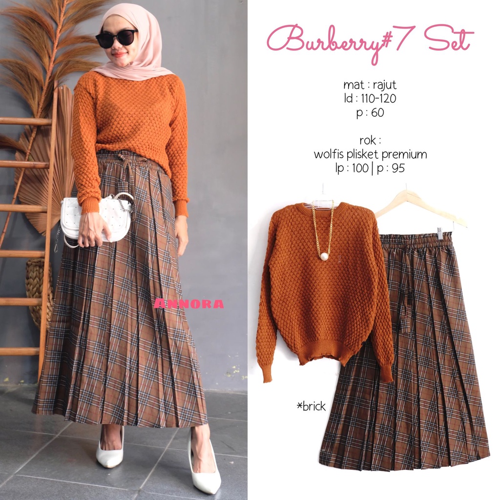 [GROSIR] BURBERRY SET RAJUT PREMIUM SKIRT BAHAN PREMIUM ORI ANNORA