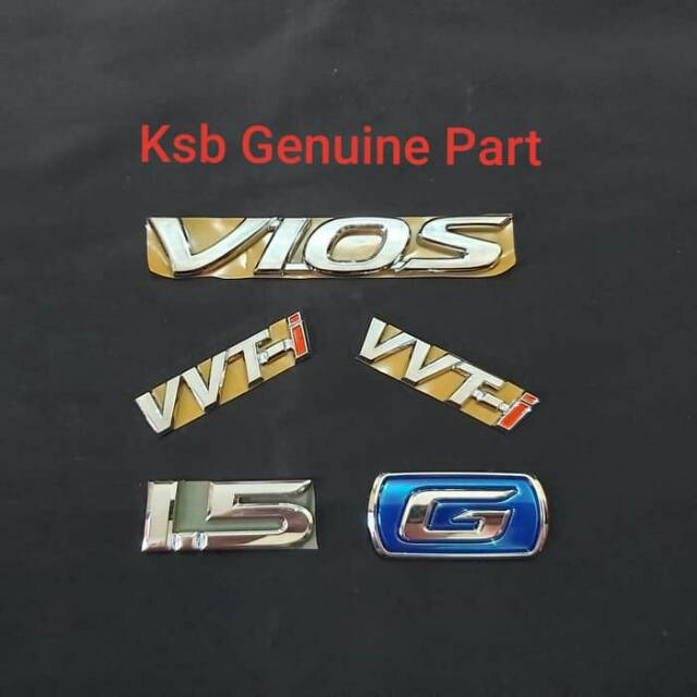 Emblem Full Set Toyota New Vios Vvti Tipe G Original Asli 1 Paket