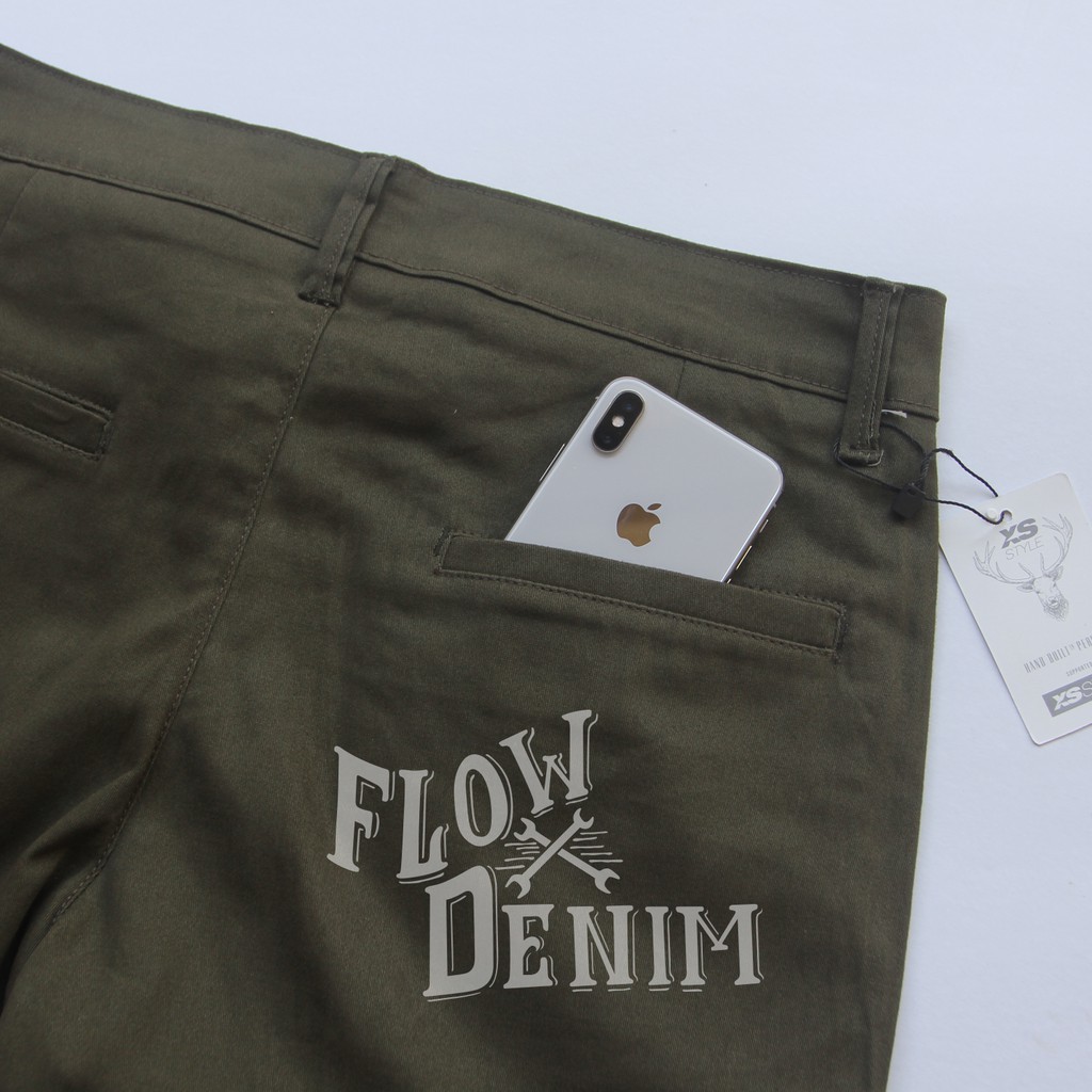 Celana Pendek Pants Pria Distro Halus Bahan Melar Kualitas Premium Jahitan Super rapi Aneka Warna Army Cream Coklat Hitam Navy Abu-abu Celana Pria Distro Bandung Celana Pants Pria Terbaru - Flow denim