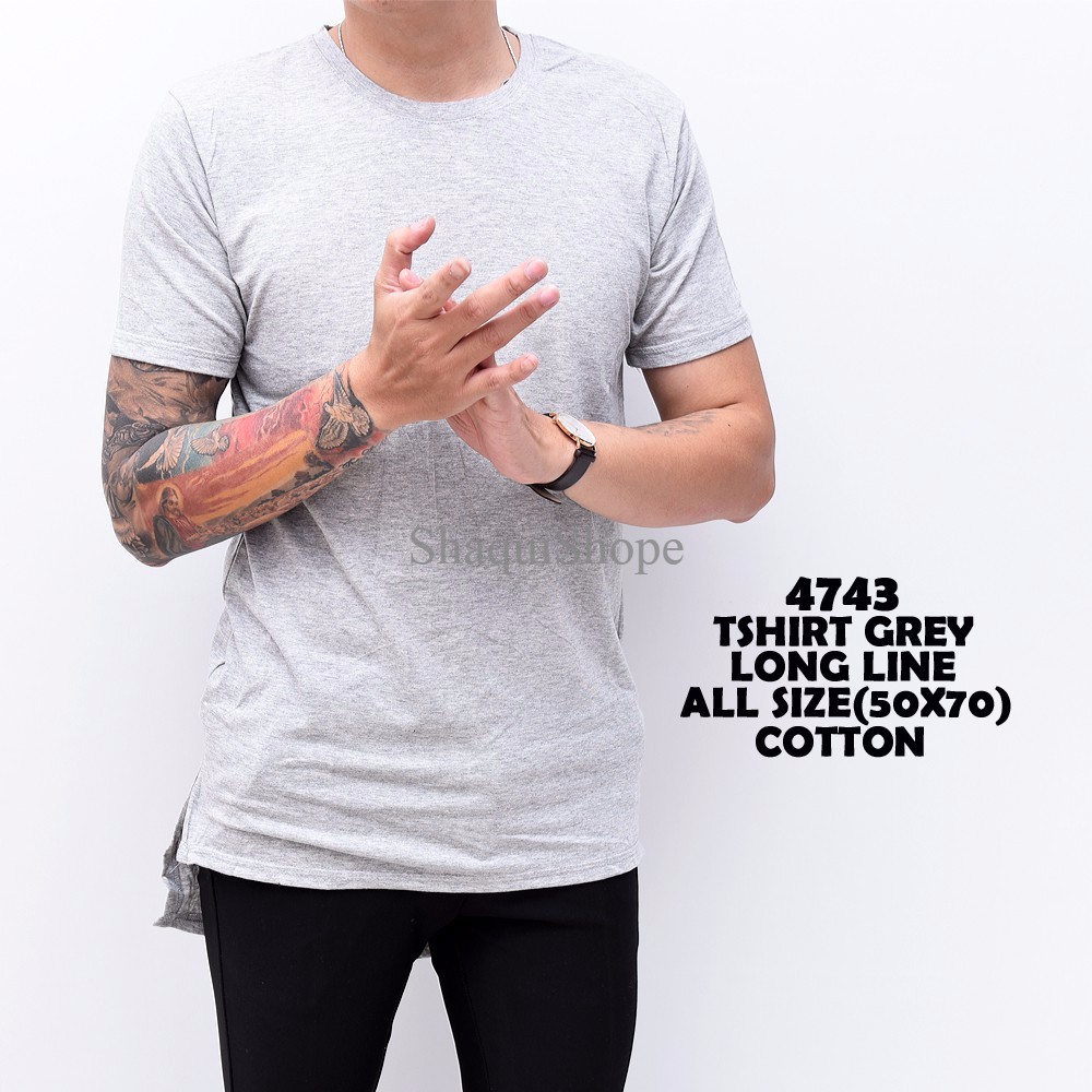 4743 Tshirt Grey Longline Kaos