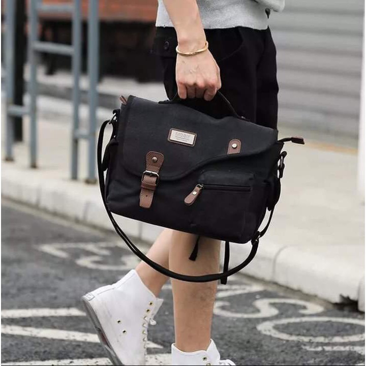 A231223R Tas Fashion Pria Tas Selempang Kanvas Pria Canvas Sling Bag Pria Tas Laptop Kerja A29R12