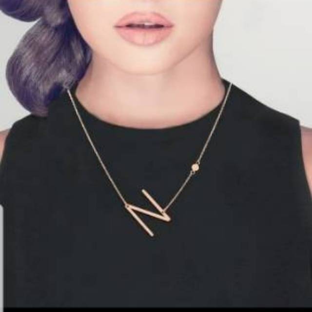 Kalung Koye EMAS FASHION CarenDelano ALPHABET INITIAL Huruf N ALPHA BETA