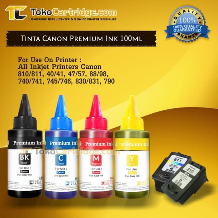 Tinta universal 100ml refill ink Printer Canon GI 790 GI-790 GI790 Cyan Magenta Yellow Black Hitam