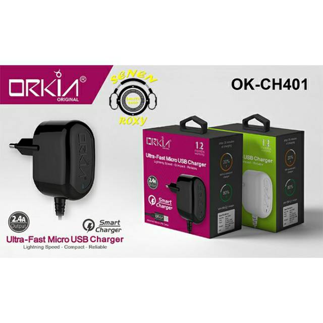 Charger Orkia 2.1A Ultra Fast Micro USB Power Adapter CH-401