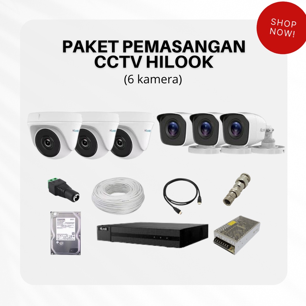 PAKET CCTV HILOOK 6 KAMERA / PAKET PEMASANGAN CCTV JABODETABEK