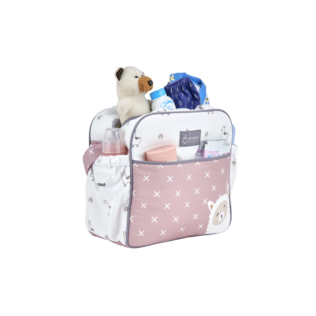 Omiland Tas Perlengkapan Bayi Medium Multi fungsi Diaper Bag Saku Print Alpaca Series - OB 29201-4