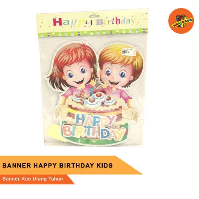 BANNER HAPPY BIRTHDAY KIDS - Banner Kue Ulang Tahun