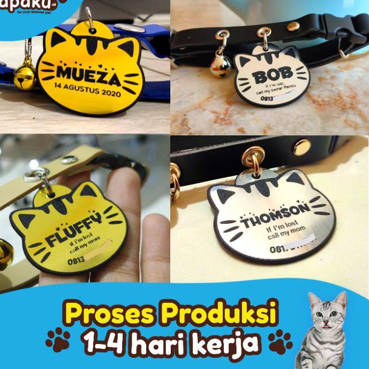 Hot Sale K051 - Kalung Nama Custom Kucing Anjing Lucu Ukir Identitas Pemilik Alamat Nomor HP Aksesor