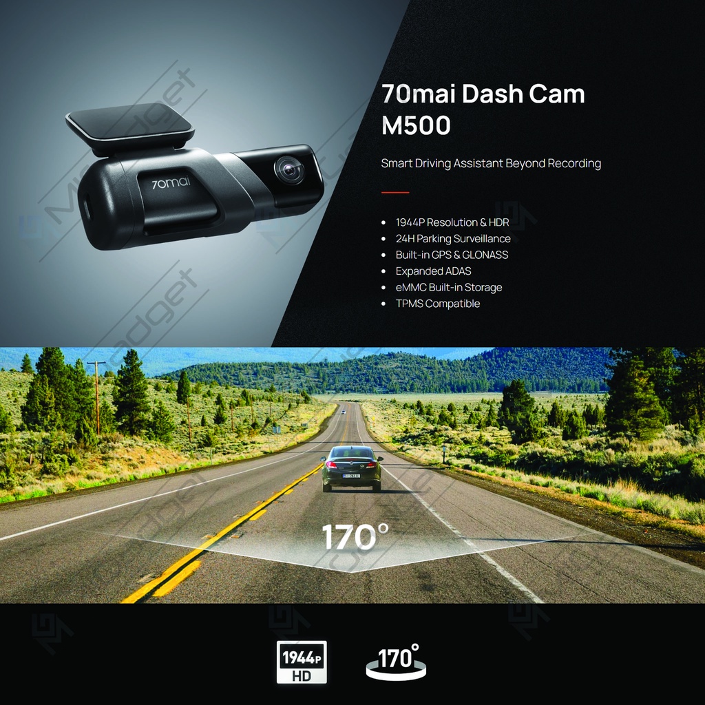 70mai Dash Cam M500 M 500 1944P Built in 64GB Storage GPS ADAS 170° FoV