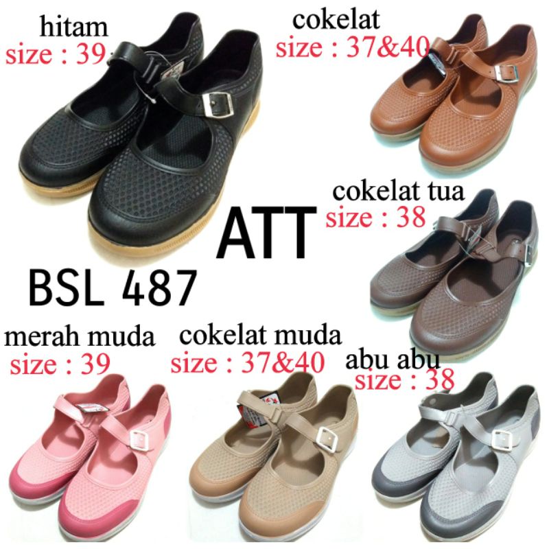 SEPATU KARET WANITA BSL 487 ANTI AIR RINGAN DIPAKAI Model tidak berlubang 6warna size 37-40