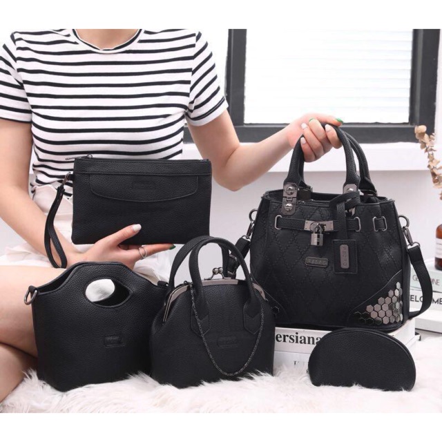 SG8829 syafniegalery pedro larras 5in1 tas beranak tas kerja tas guru kantor tas kulit dompet