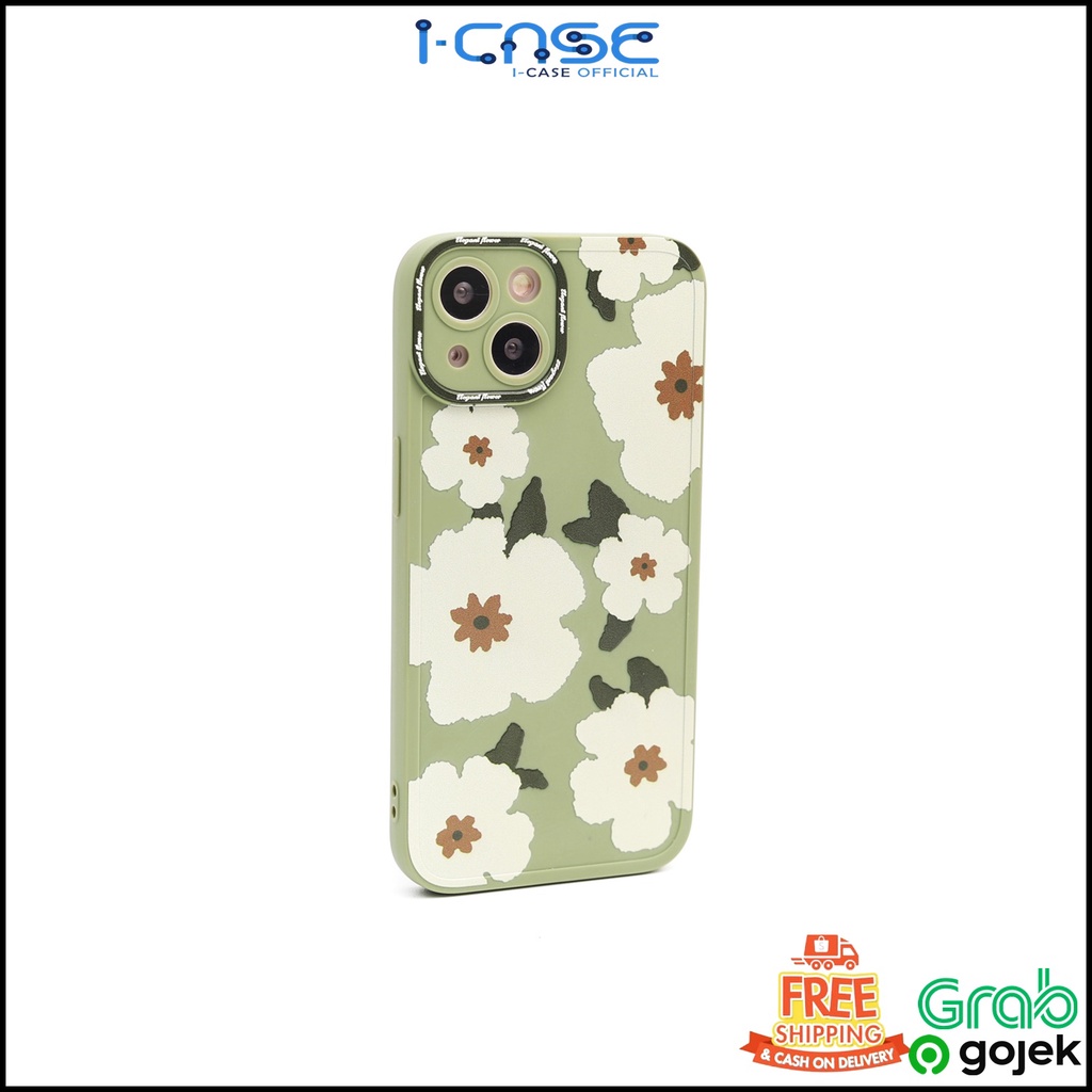 Soft Case Green Elegant Flowers Full Lens Cover For iPhone 7 8 SE 7+ 8+ X XR XS 11 12 13 Mini Pro Max