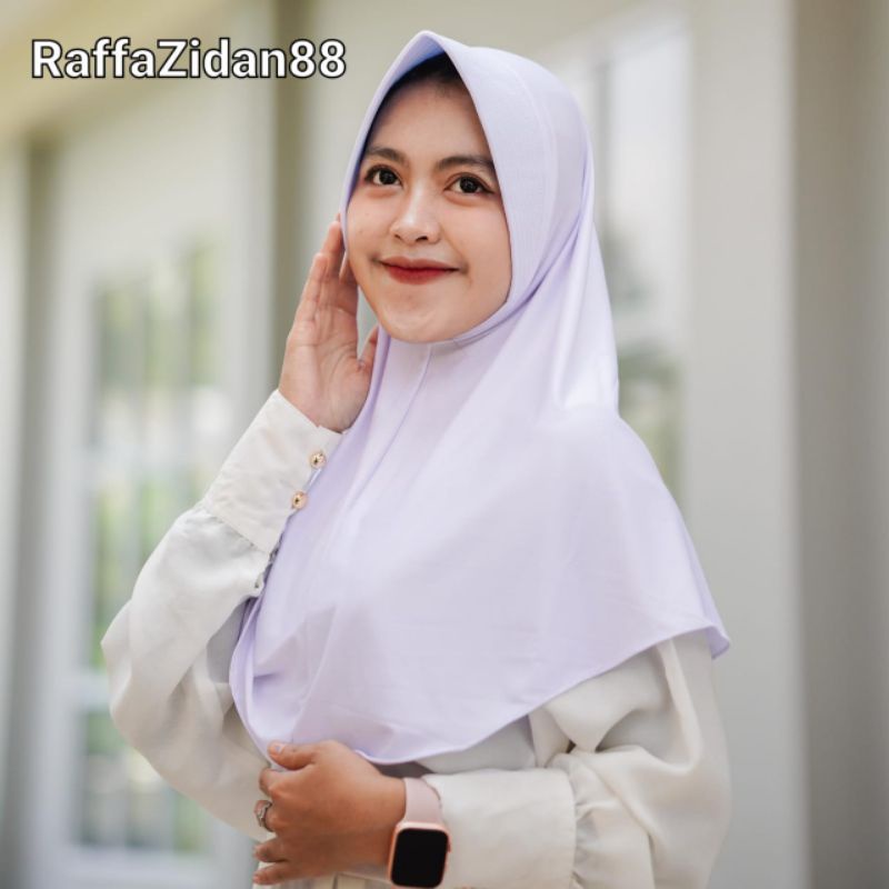 Jilbab Bergo Hamidah Jersey | Bergo Sport Jersey Premium | Kerudung Sekolah Size M-PUTIH