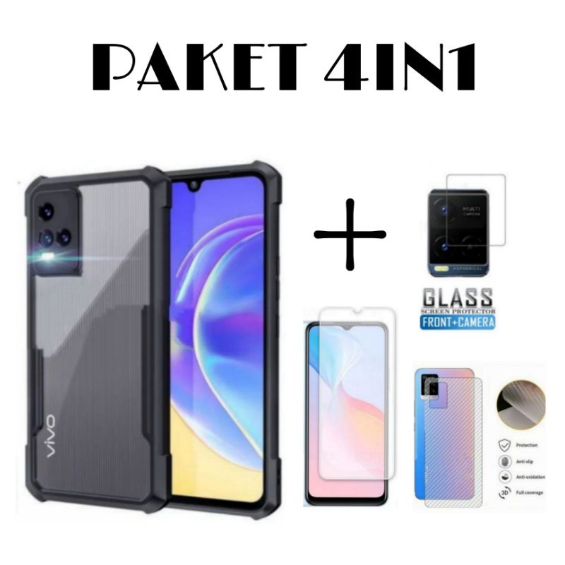 PROMO 4IN1 CASE VIVO Y21 Y21A Y21S Y33s Y33t Y21T V23 5G V23E V21 4G 5G Y16 Y35 Y22 (2022) Y20 Y12s Y20S G Y20G Y20S Y12A Y15 Y15s Y17 Y01 V20 V20se Soft Case Shockproof Transparant Casing