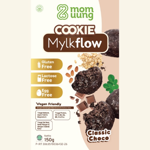 MOM UUNG COOKIE ASI BOOSTER MYLKFLOW CLASSIC CHOCO /COOKIE SEHAT PELANCAR ASI/ VEGAN FRIENDLY / LACTOSE FREE