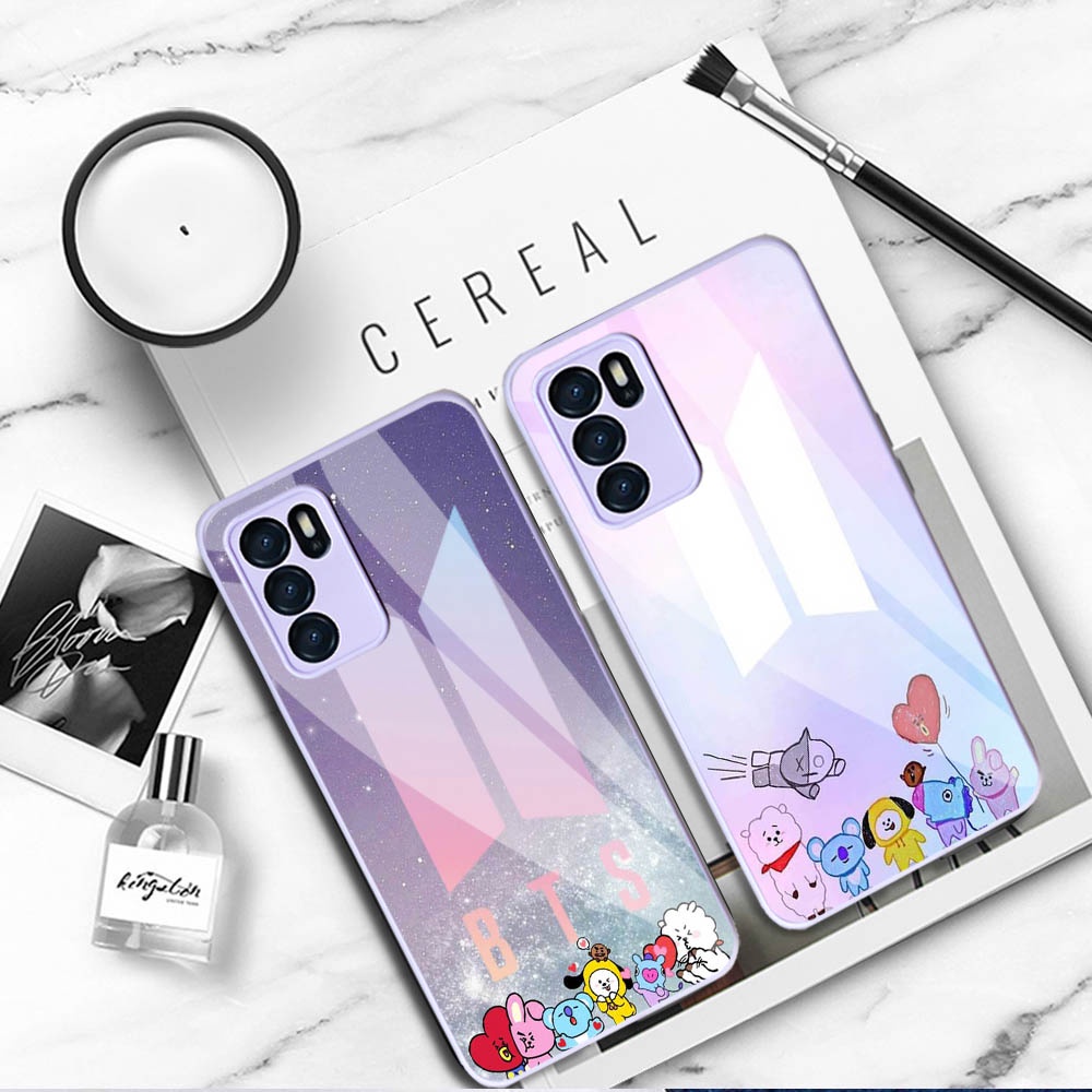 (SW) Softcase Kaca Ungu/Lilack Oppo A16 Oppo A54 Oppo A15 Oppo A5s Reno 5 Reno 5F Reno 6 (4G) | soft