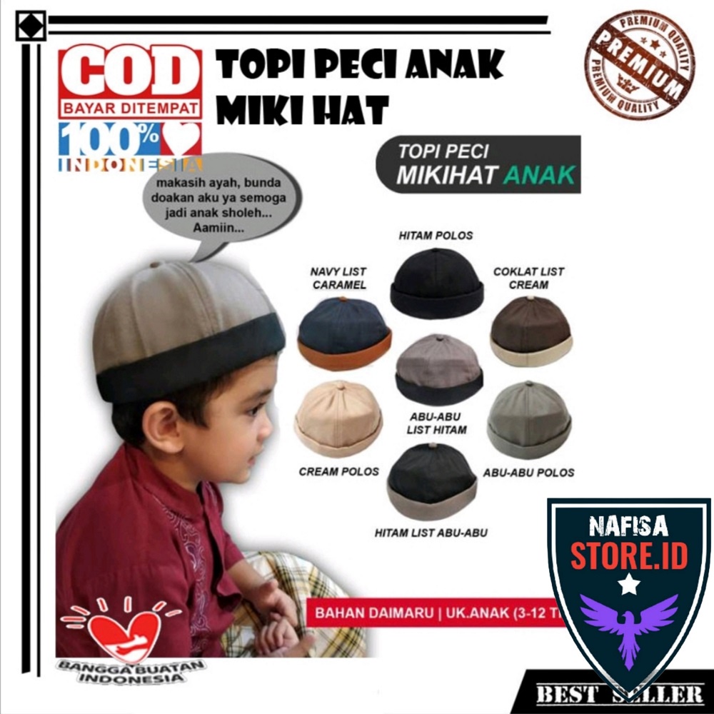 TOPI PECI MIKI HAT ANAK HIJRAH