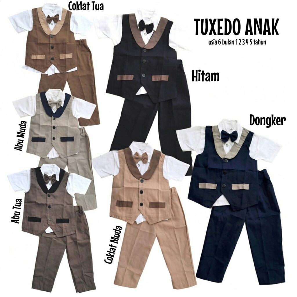 Setelan Tuxedo Anak Lakilaki Usia 6 Bulan 1 2 3 4 5 Tahun Jas Bayi Cowok