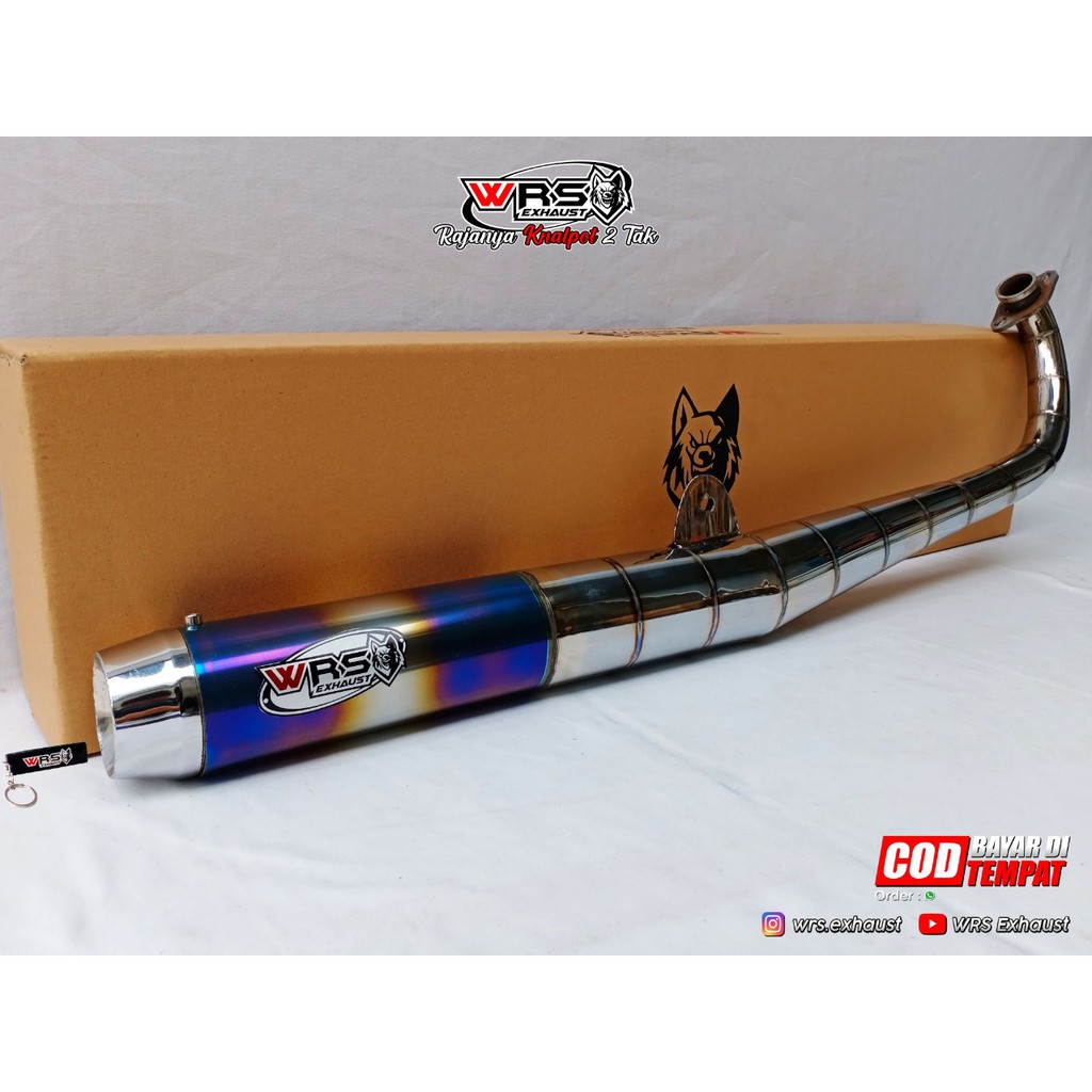 Knalpot Rx king Rx Spesial Standart Racing Cacing Ujung Biru Original WRS Exhaust Suara Garing