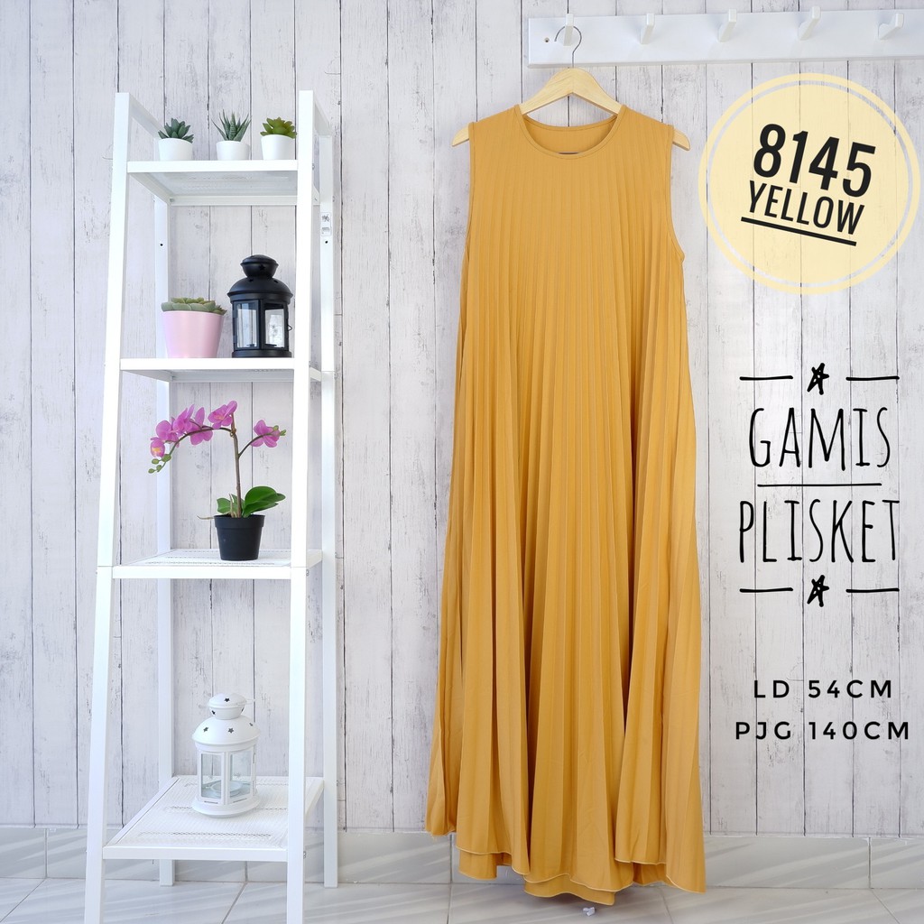 GAMIS PLISKET 8145 MAXY DRESS PLISKET PRISKET PLEATED DRESS PLISKET MAYUNG FLOWY TANPA LENGAN-8