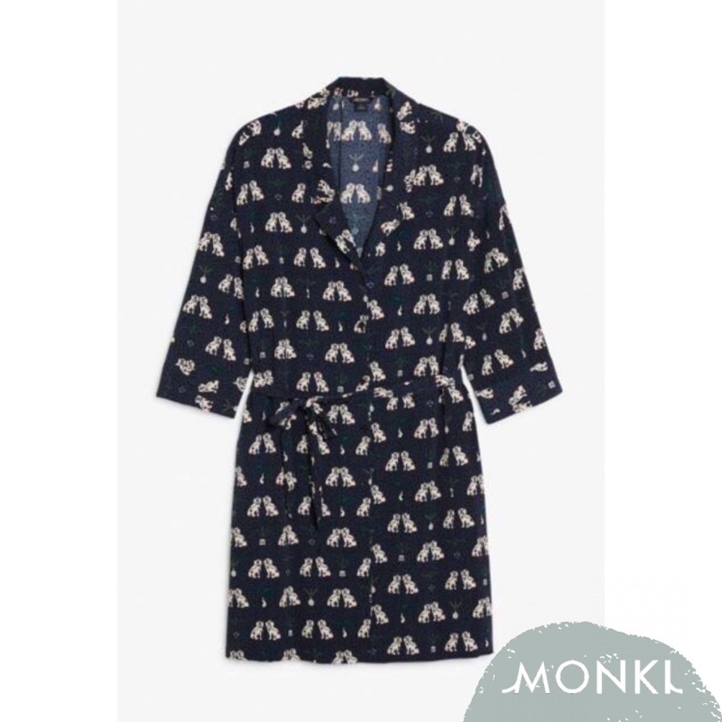 Monki Belted Kimono Dress Dog Print