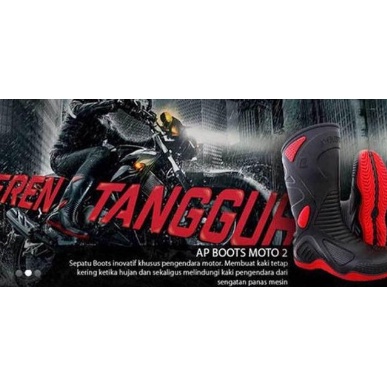 SEPATU AP BOOTS MOTO 2 - AP BOOTS MOTO 2 BLACK RED