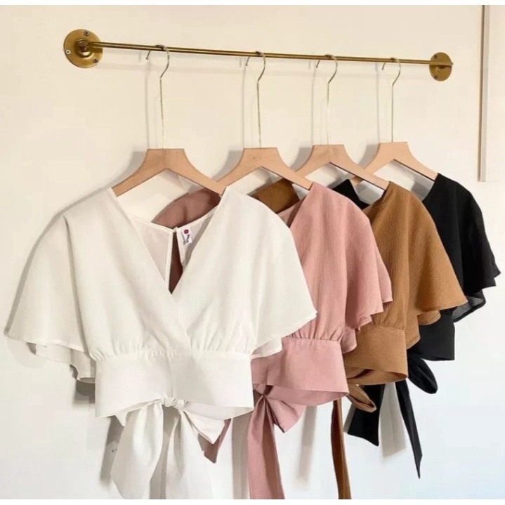 dhsyfashion - VITA BLOUSE ATASAN TERBARU/FEMEI OUTER/CRINKLE/wrap blouse/crop/ blouse cardi/terlaris