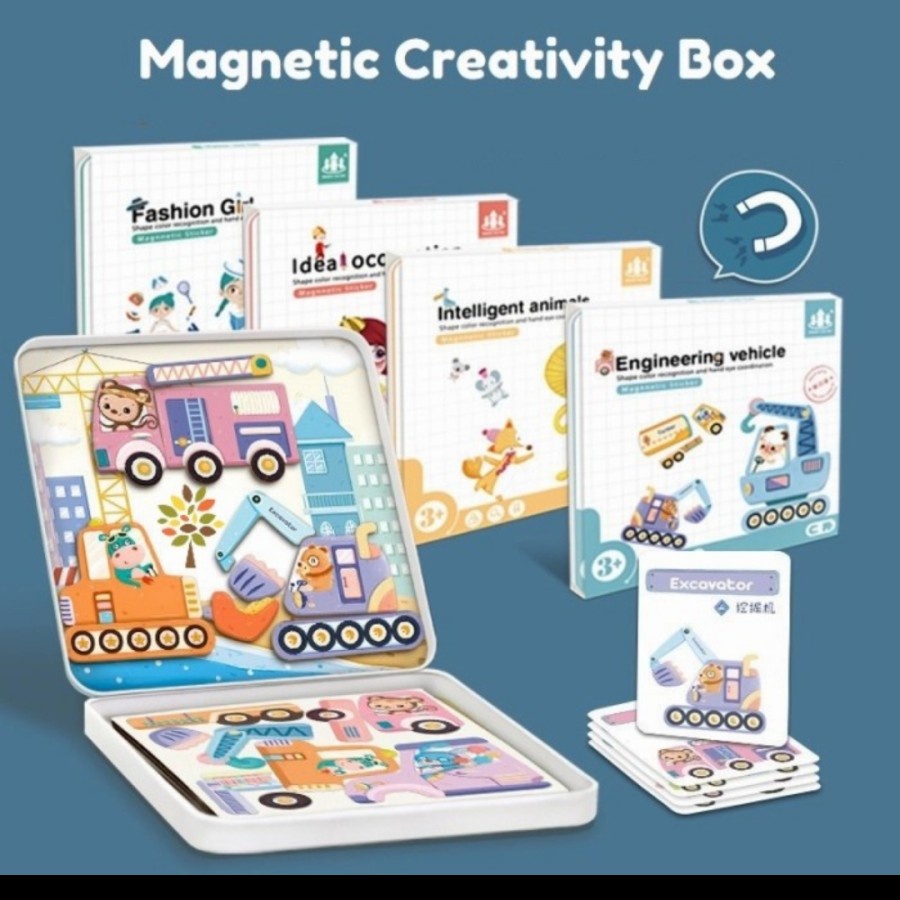 Magnetic Creativity Box Puzzle Mainan Edukasi Anak Montessori Drawing