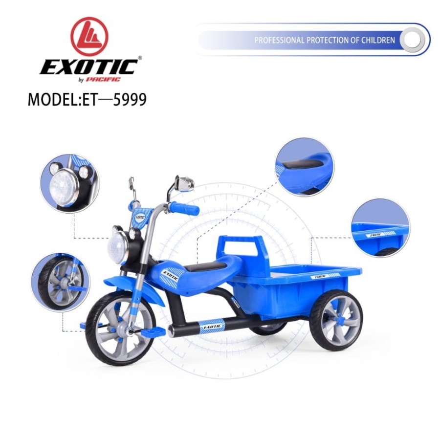 Sepeda Anak Bayi Balita Dorong Roda 3 Tricycle Exotic ET5999 Music Light Ban Eva By Pacific-1