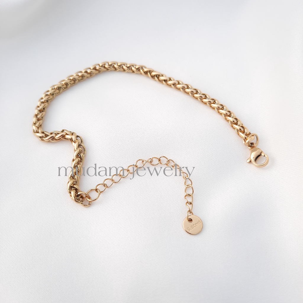 Gelang Tangan Rantai Keel Warna Gold