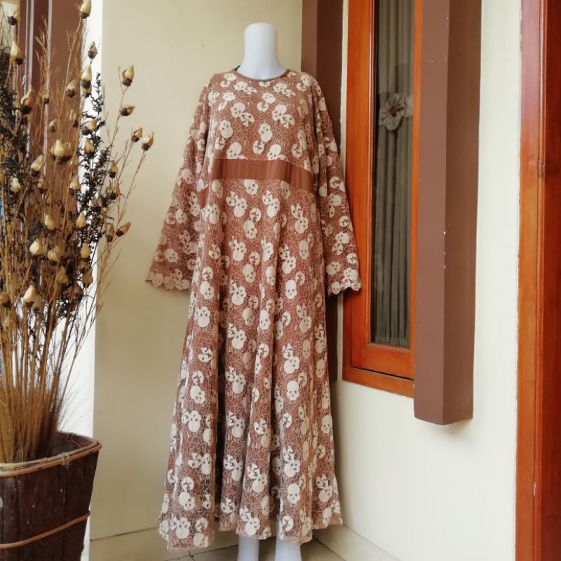 BROKAT GAMIS PESTA / DRESS MUSLIMAH MEWAH MODEL PAYUNG